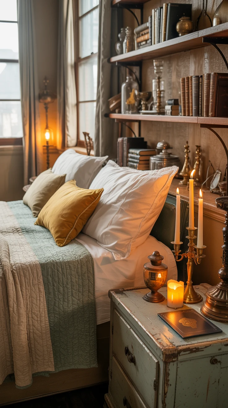 vintage bedroom with antique decor