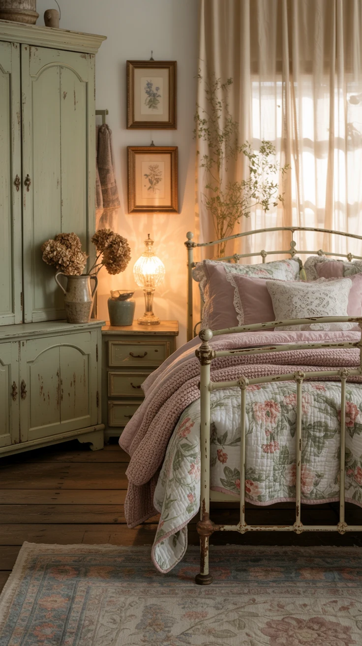 vintage bedroom with antique decor