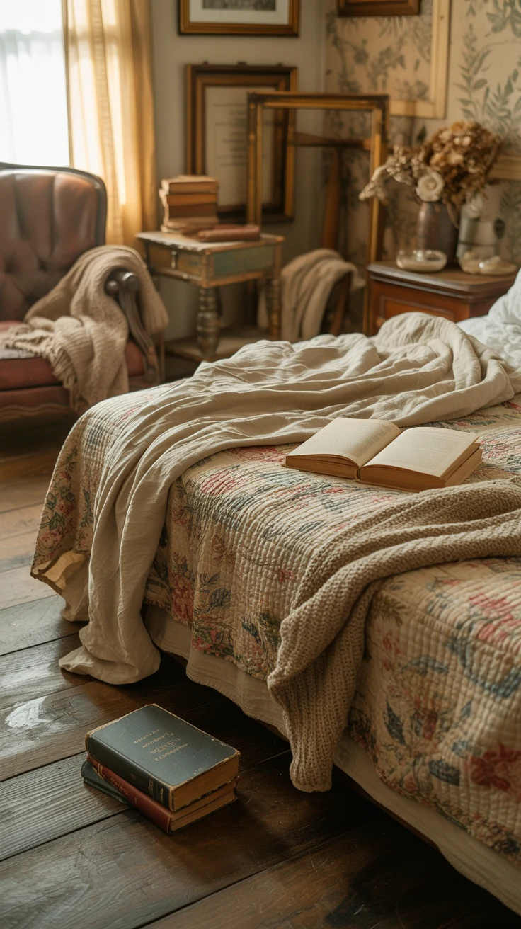 vintage bedroom with antique decor