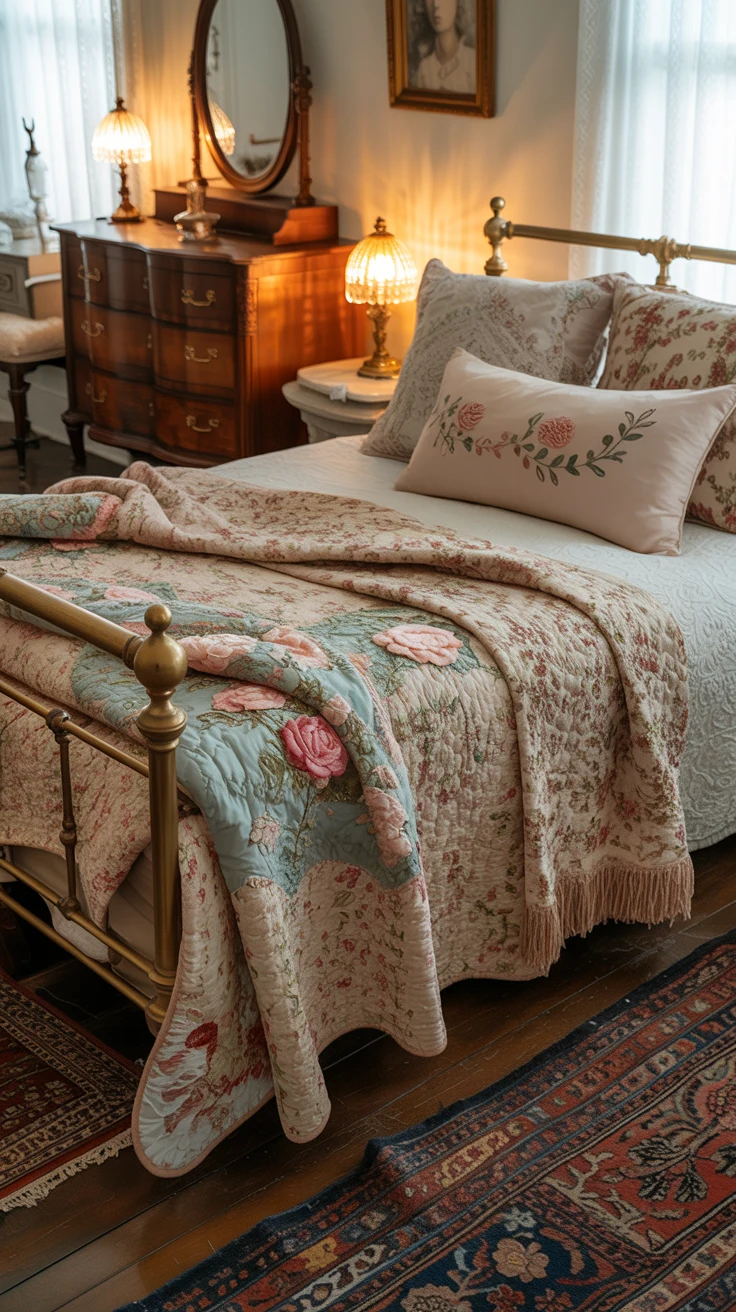 vintage bedroom with antique decor