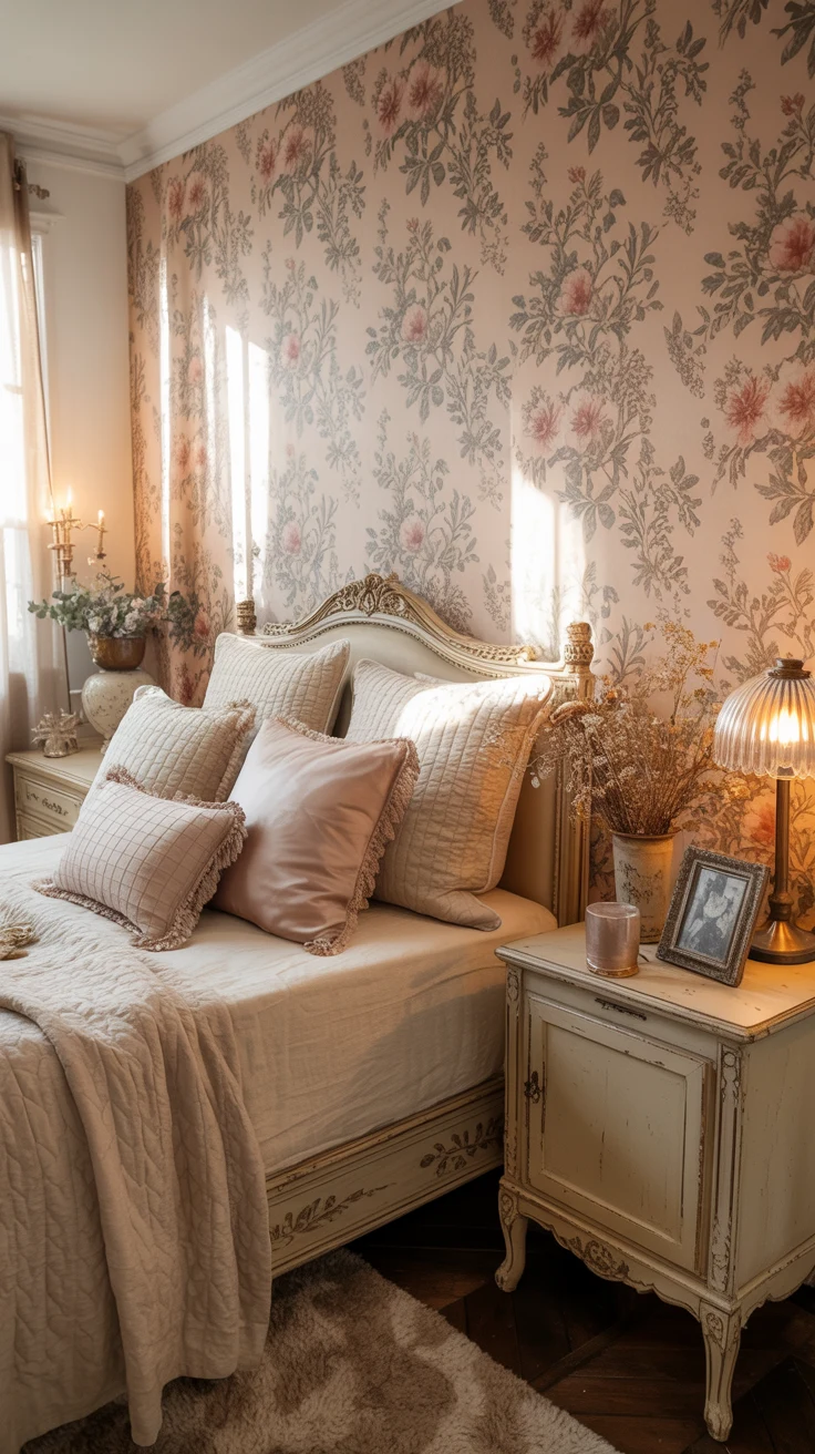 vintage bedroom with antique decor