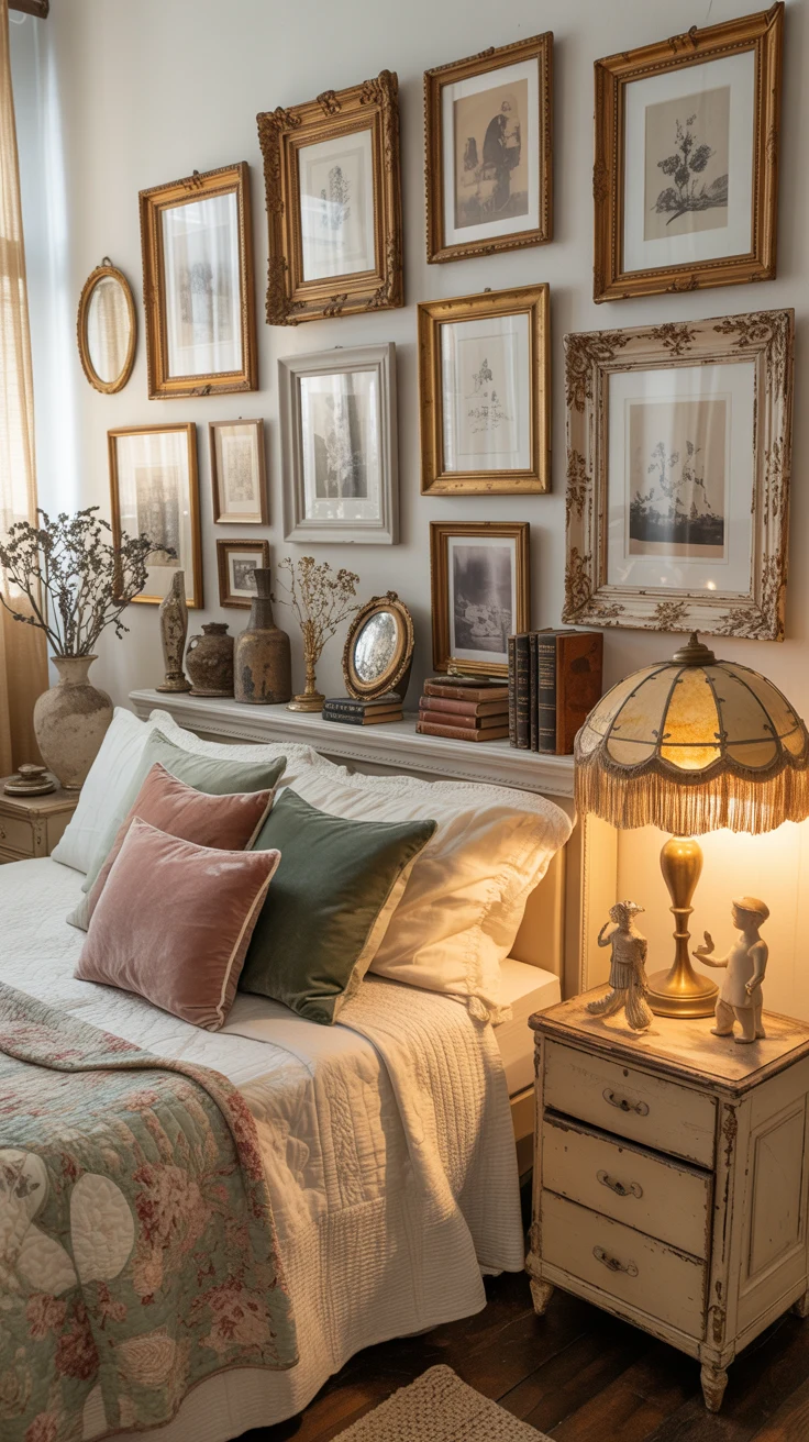 vintage bedroom with antique decor