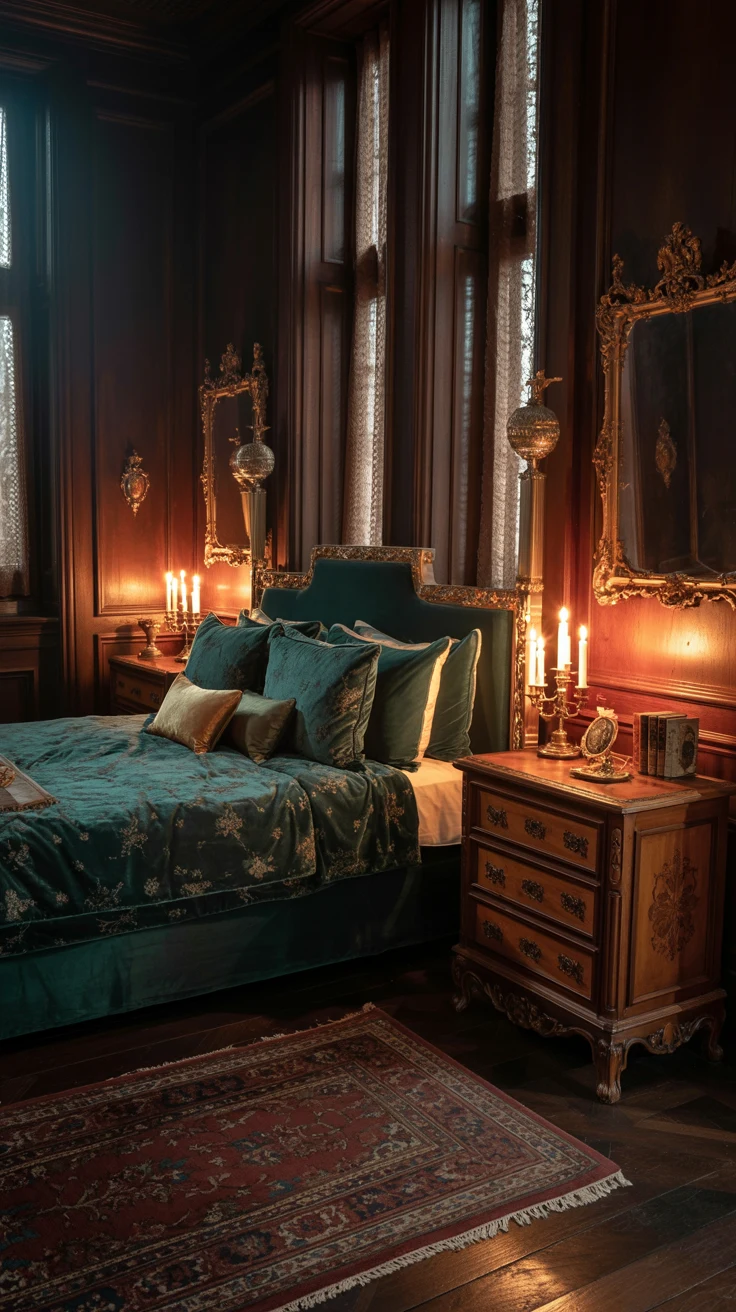 vintage bedroom with antique decor