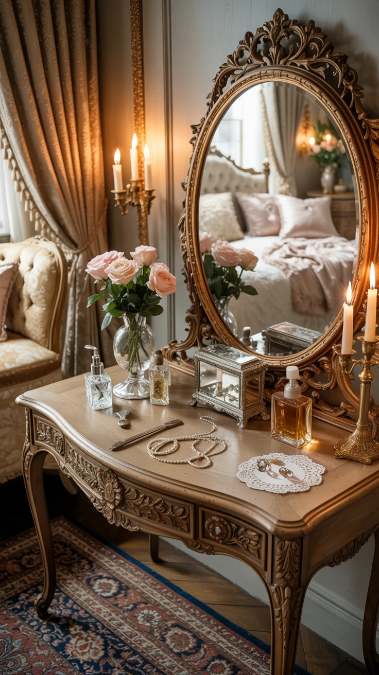 vintage bedroom with antique decor
