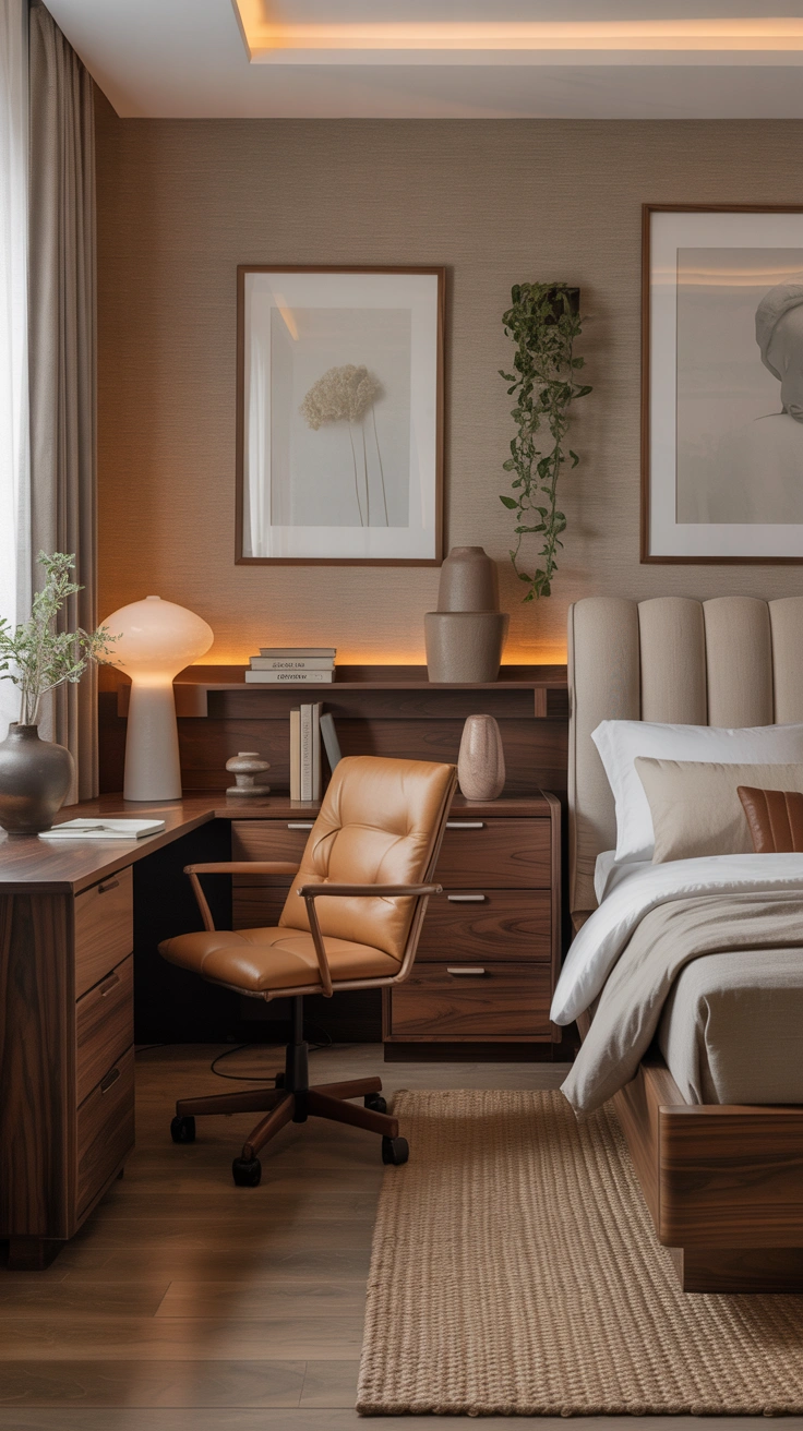 Coordinated bedroom office with matching furniture