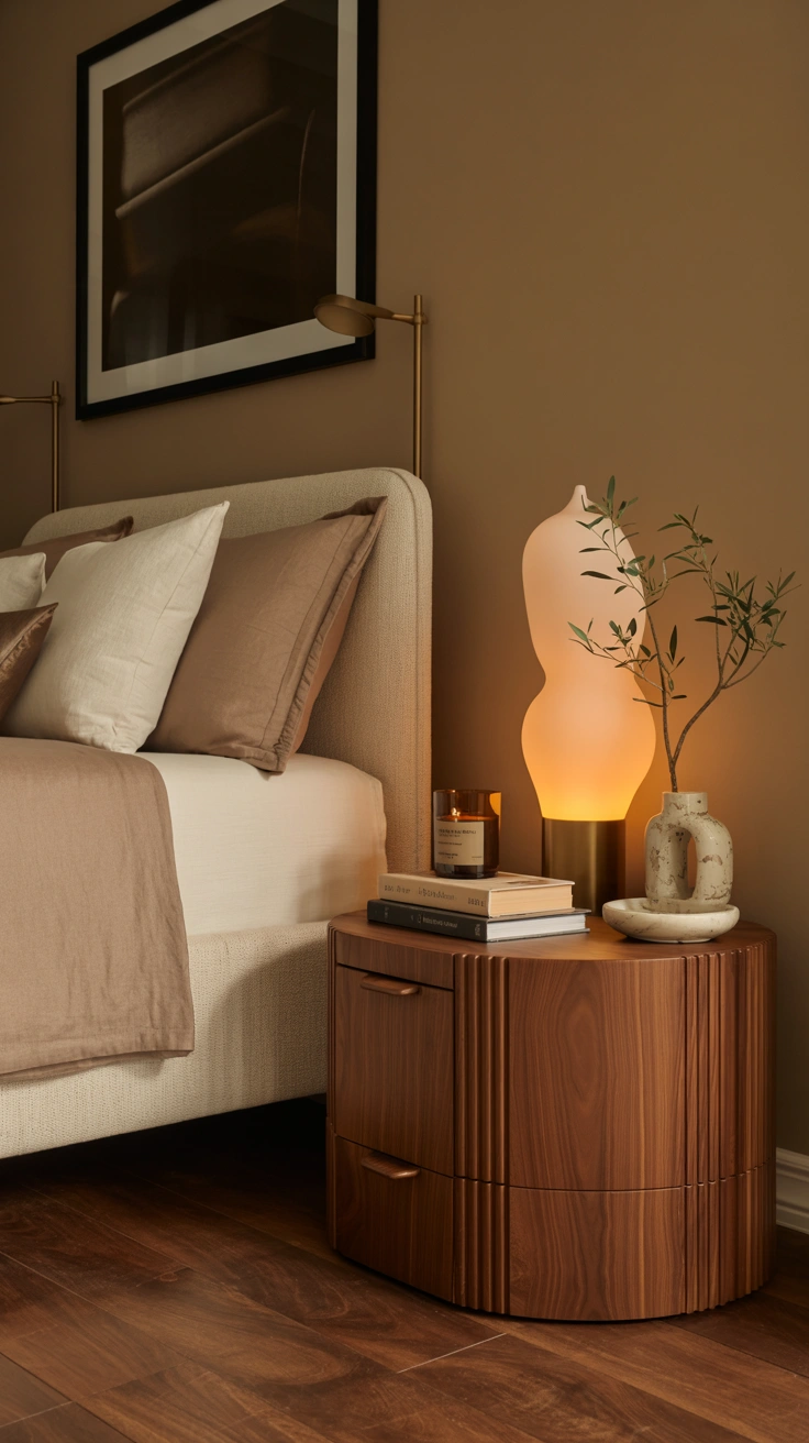 Designer bedside table styled with five carefully chosen accessories