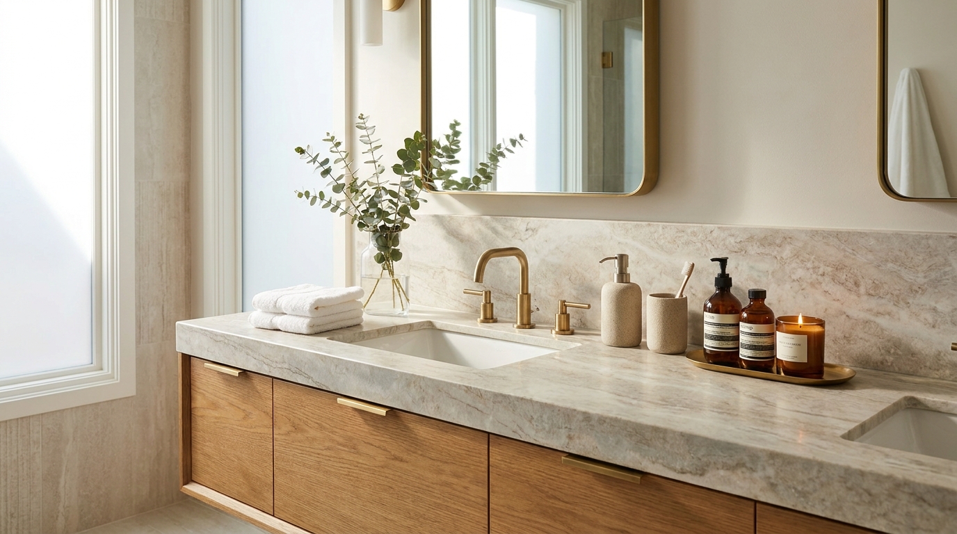 How to Style Bathroom Counter Spaces for a Beautiful, Clutter-Free Look