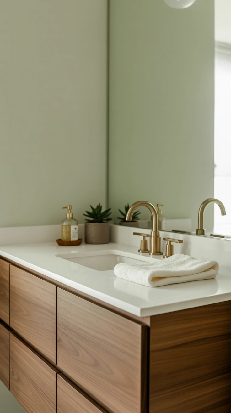 beautiful bathroom vanity with stylish counter decor, elegant accessories and organized surfaces