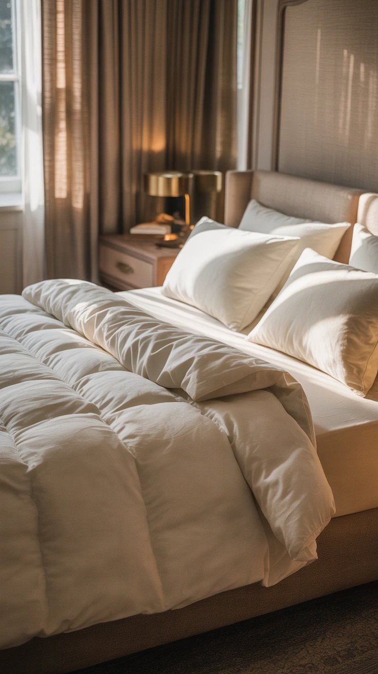 crisp pressed bedding on a perfectly made luxury bed