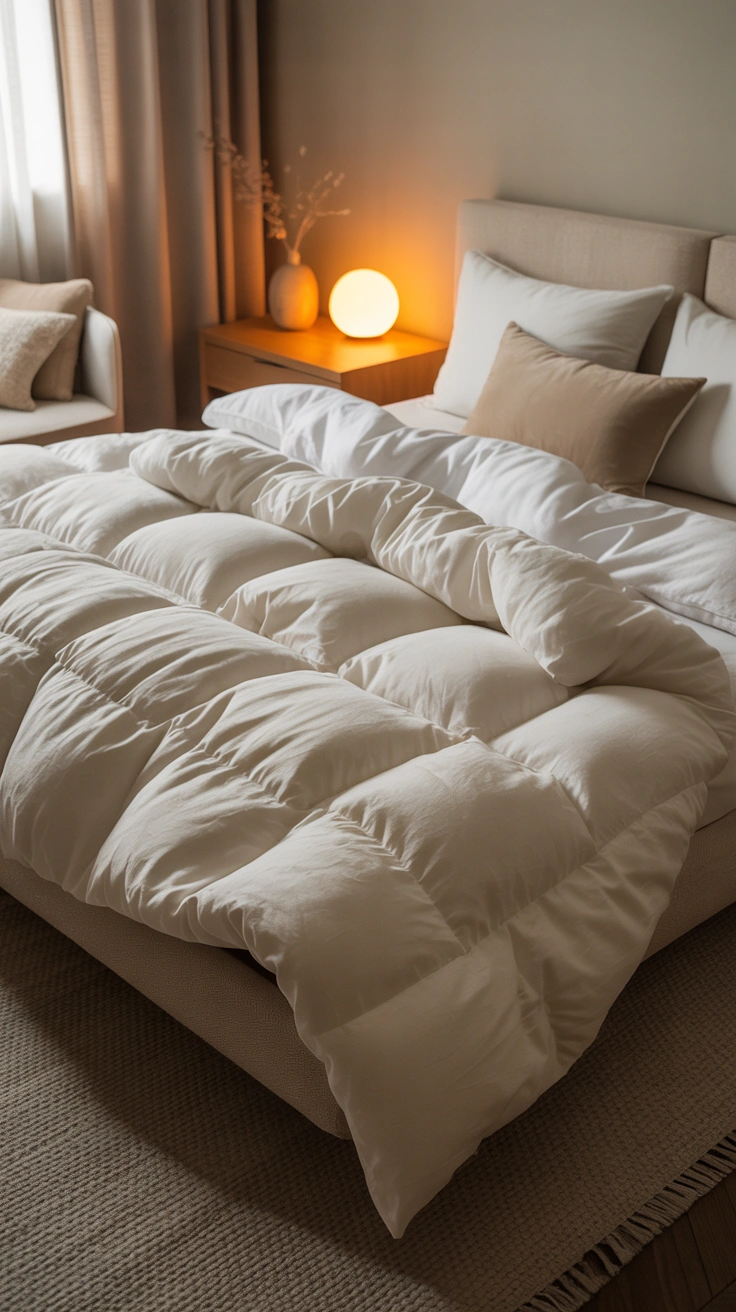 fluffy white duvet creating a cloud-like hotel bed
