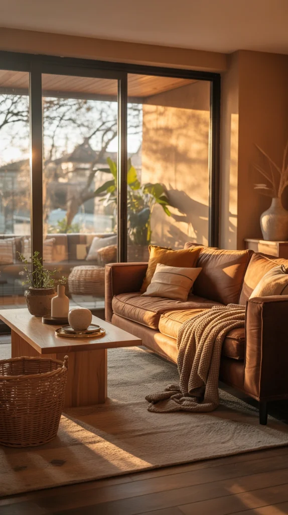  beige and chocolate brown color pallet living room
