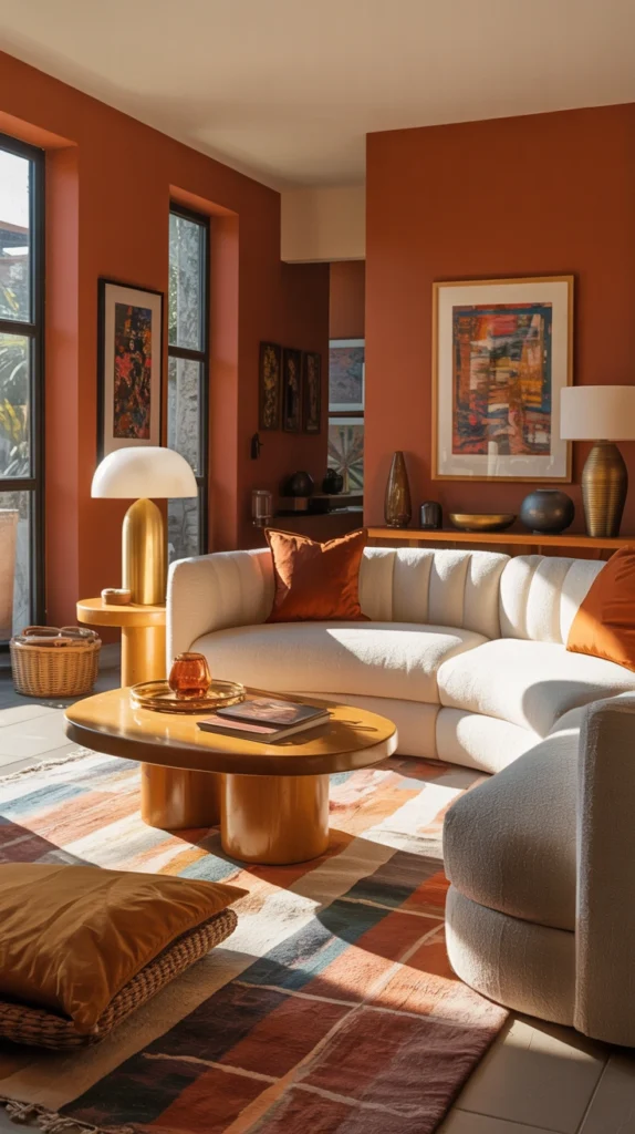  terracotta and cream colour scheme living room