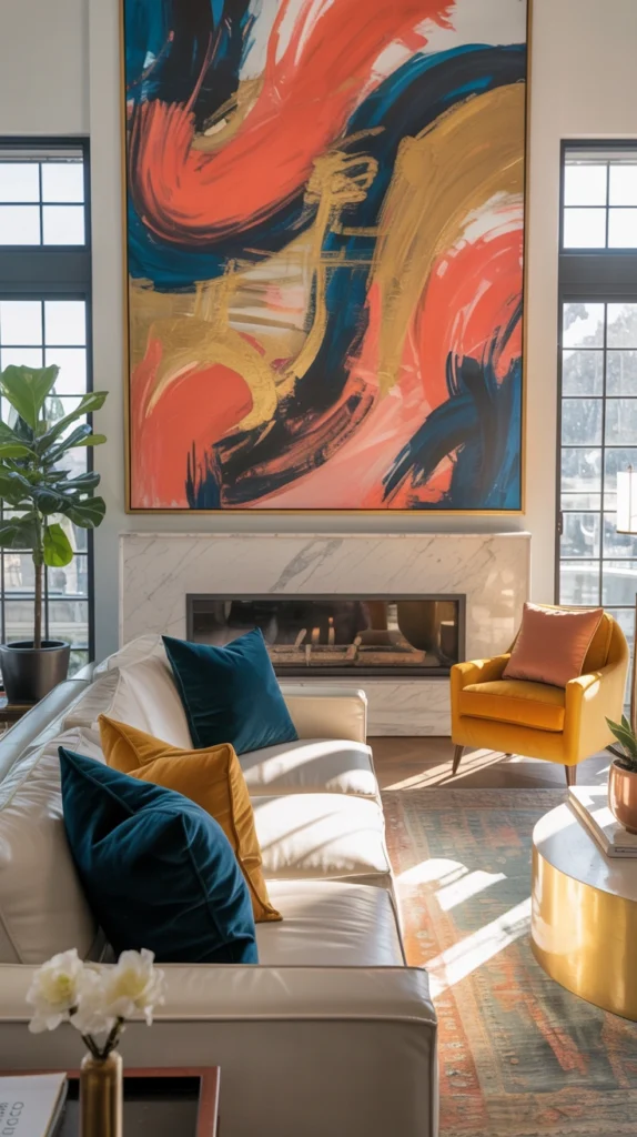 beautiful living room with smart furniture layout and cozy, well-balanced design