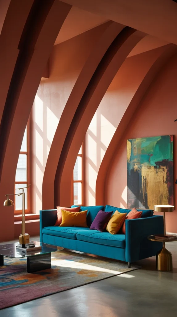 beautiful living room with smart furniture layout and cozy, well-balanced design