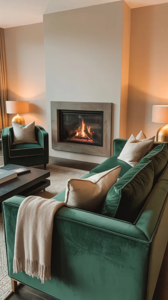 beautiful living room with smart furniture layout and cozy, well-balanced design