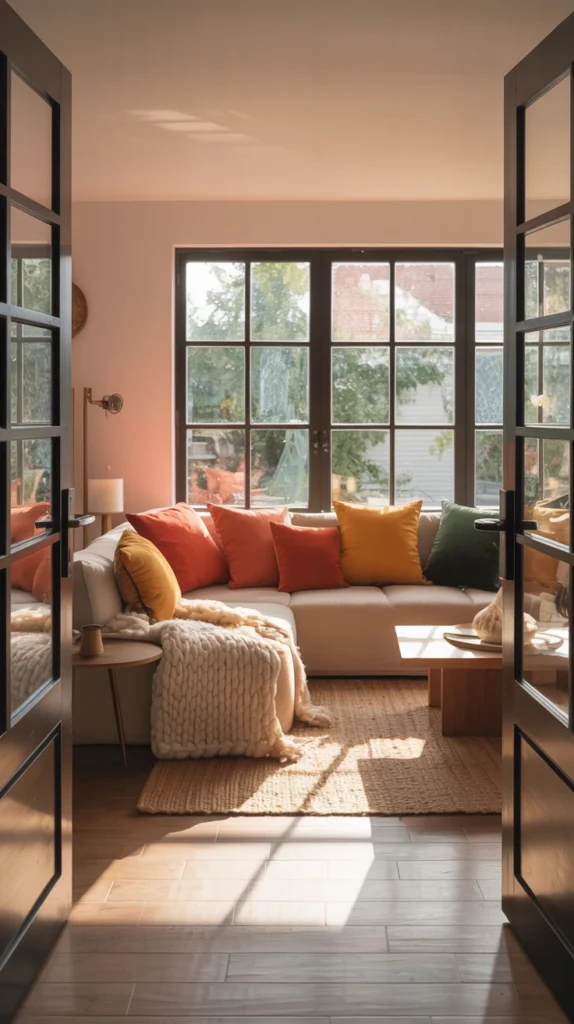 beautiful living room with smart furniture layout and cozy, well-balanced design
