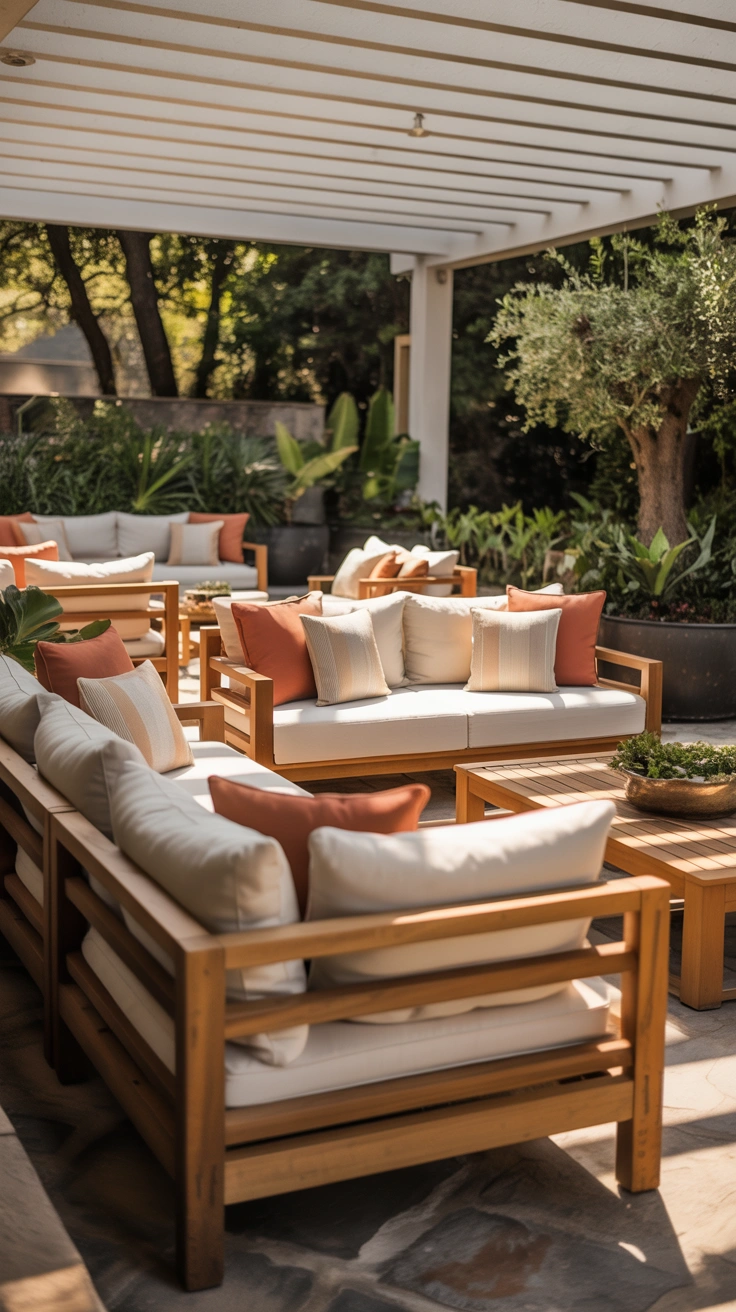 luxury outdoor seating with deep cushioned sofas