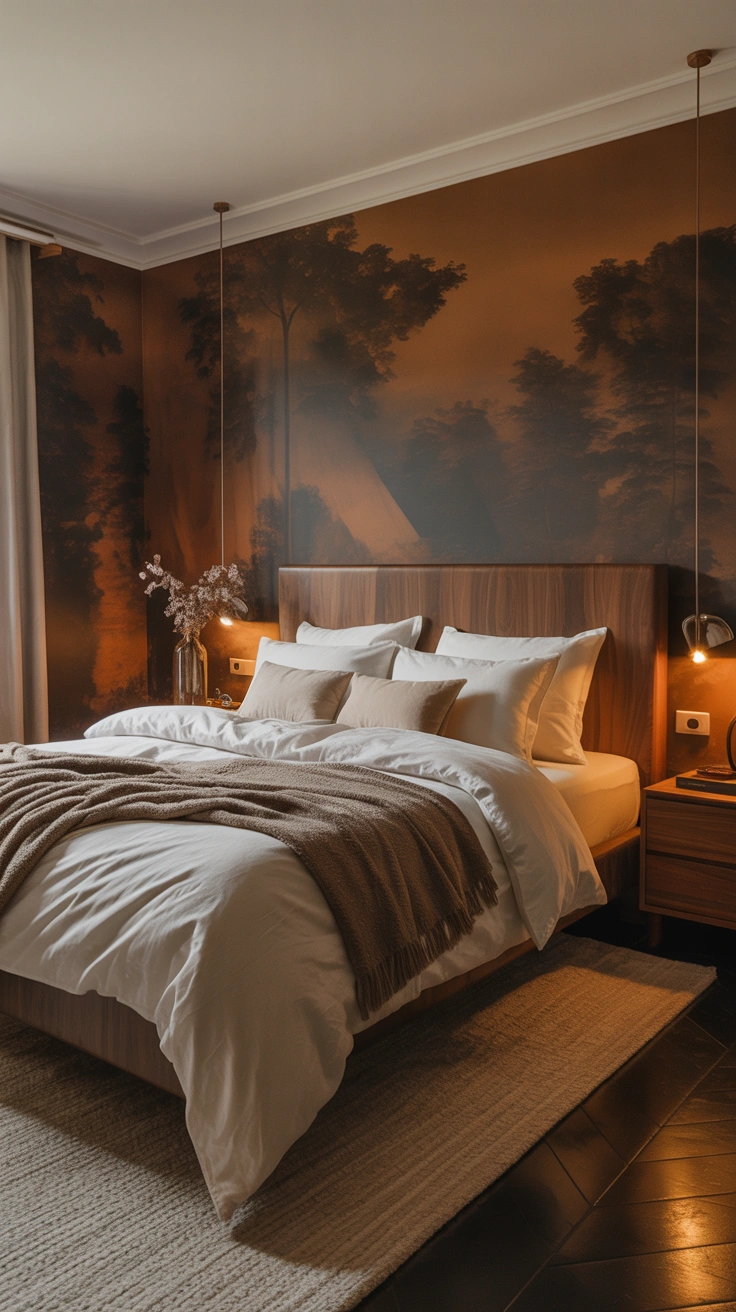 neutral bedroom with layered textures, elegant furnishings and a warm, calming atmosphere