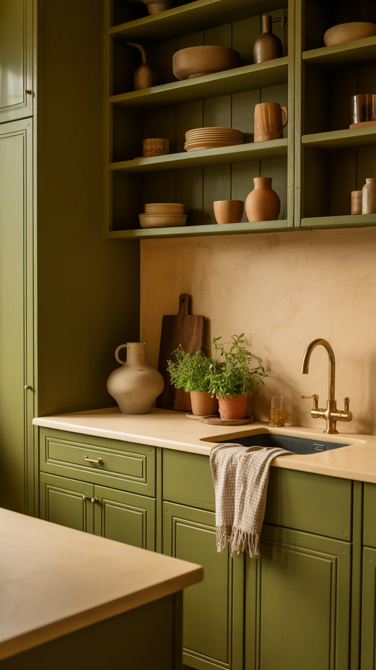 olive green kitchen ideas with timeless designer details 