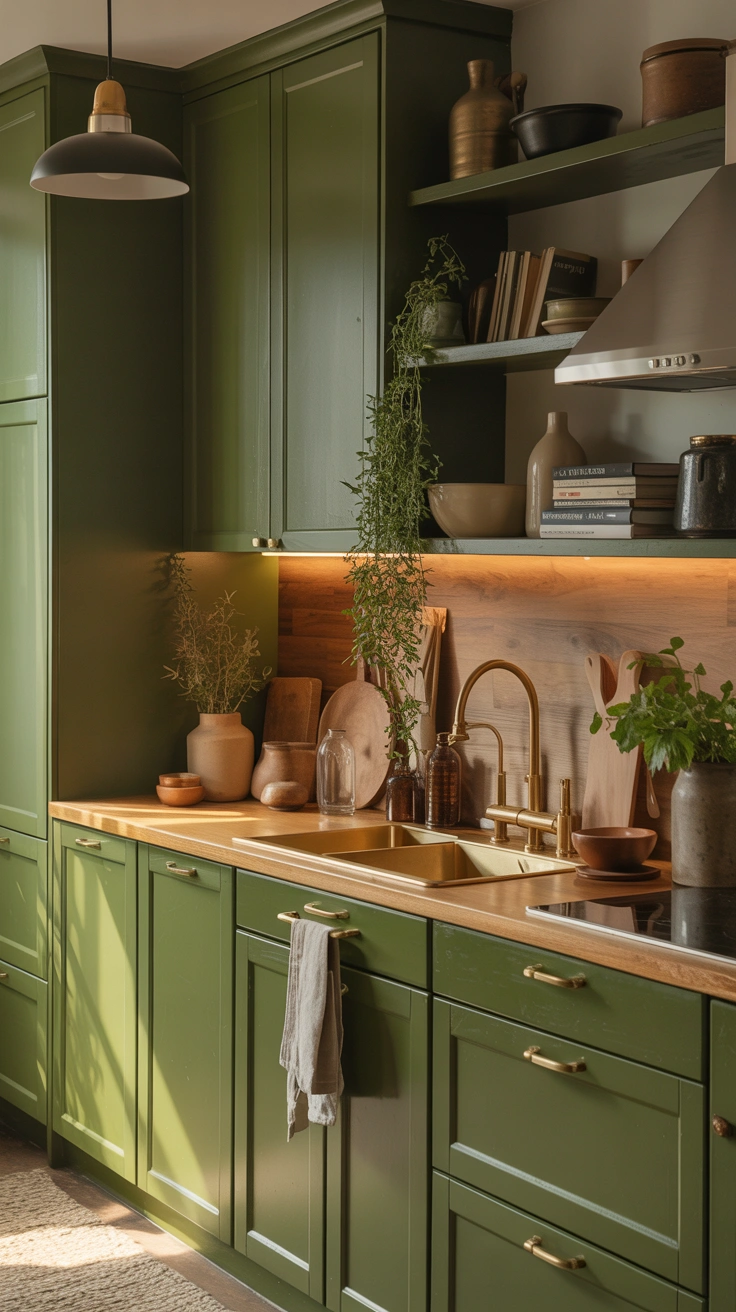 olive green kitchen ideas with timeless designer details 