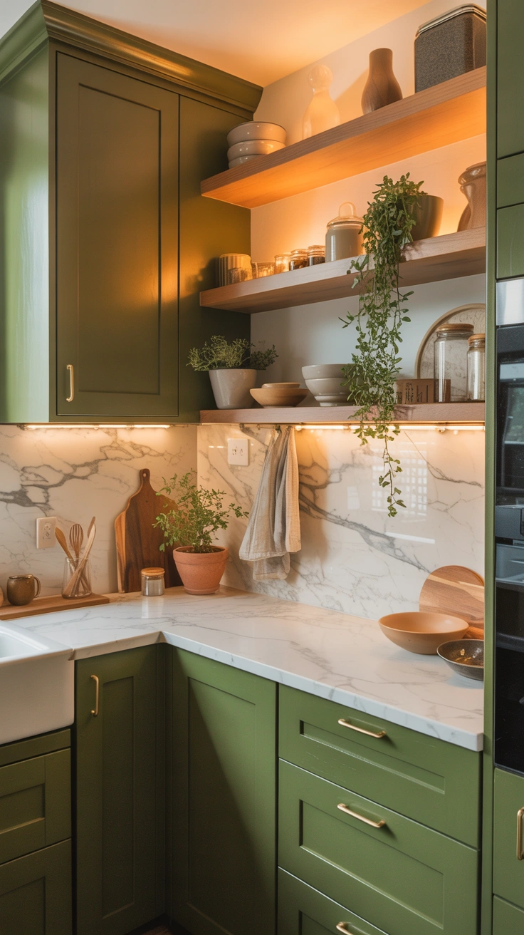 olive green kitchen ideas with timeless designer details 