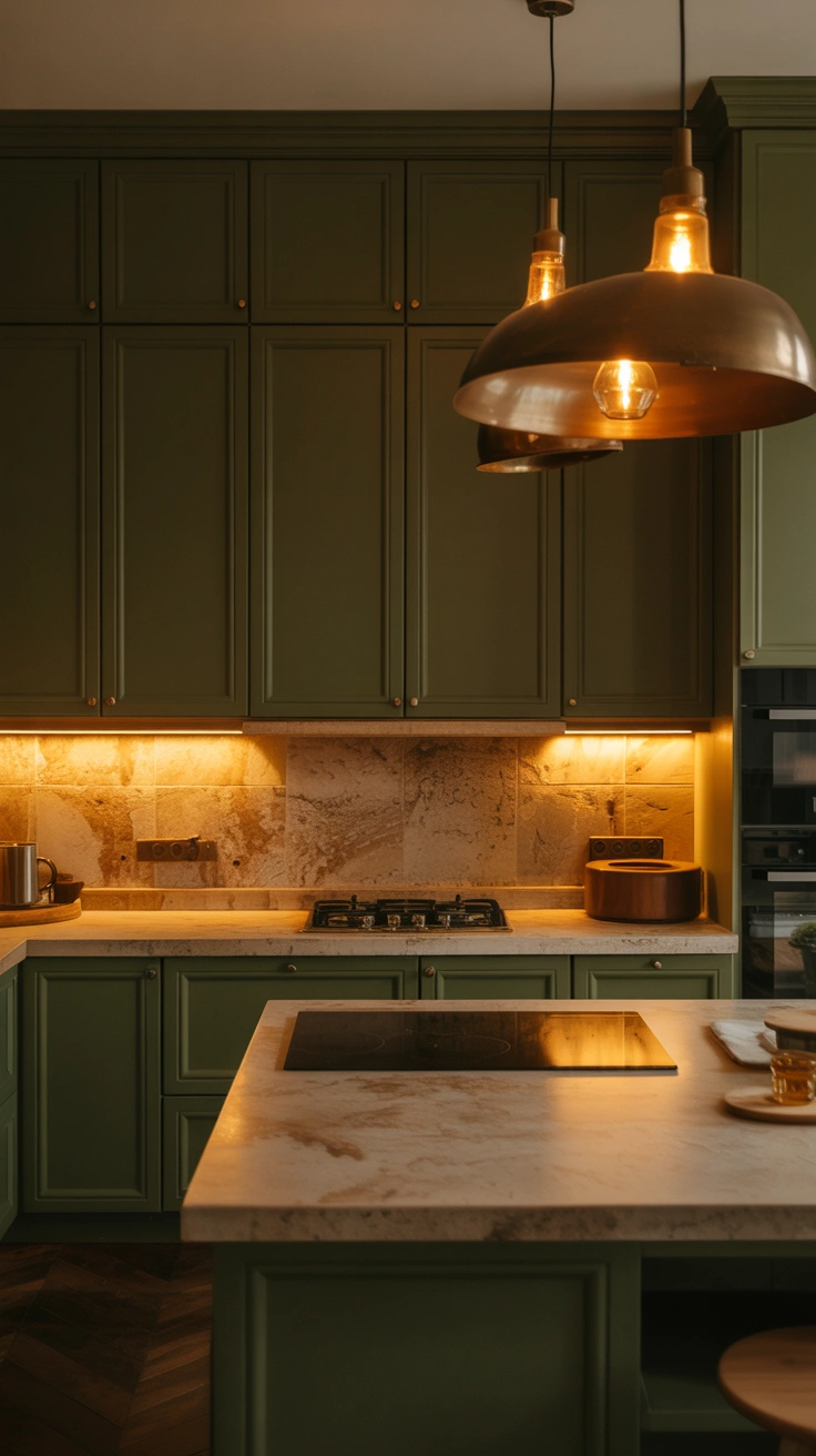 olive green kitchen ideas with timeless designer details 