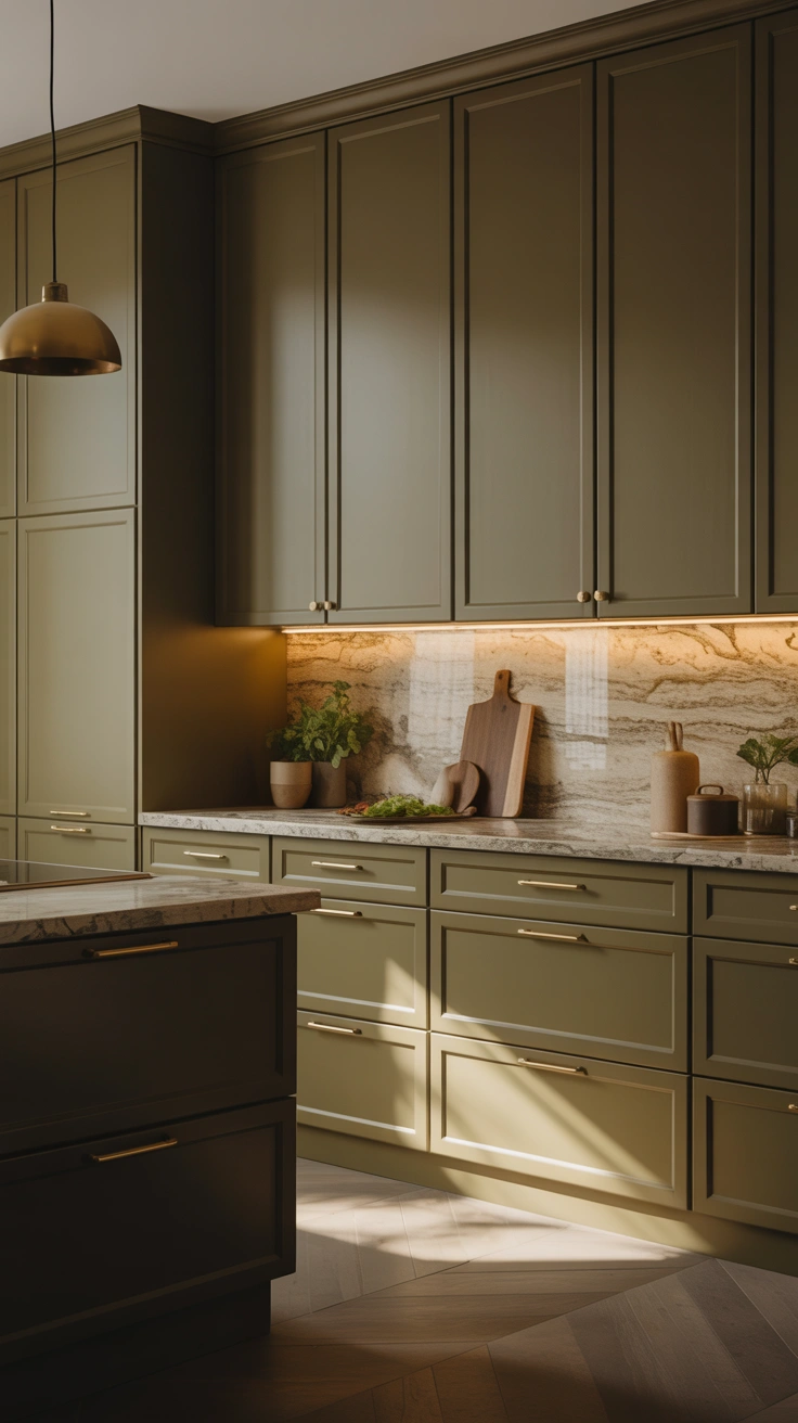olive green kitchen ideas with timeless designer details 