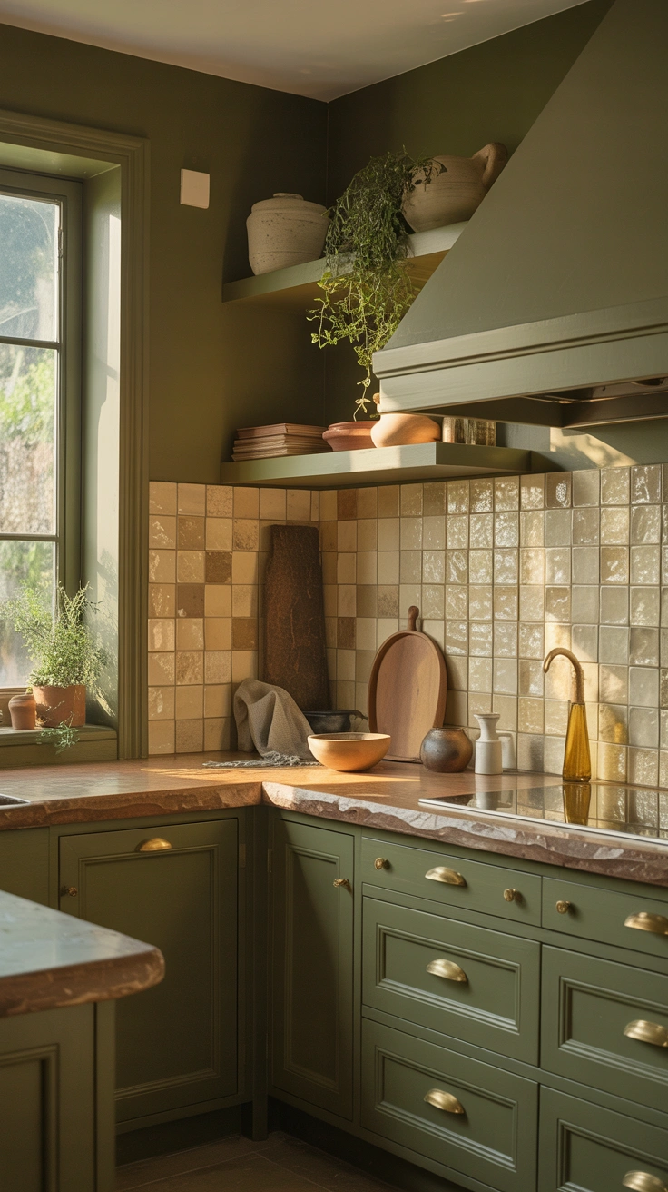 olive green kitchen ideas with timeless designer details 