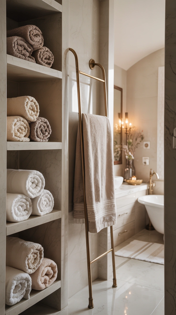 plush Turkish cotton towels displayed beautifully in a luxurious spa-inspired bathroom