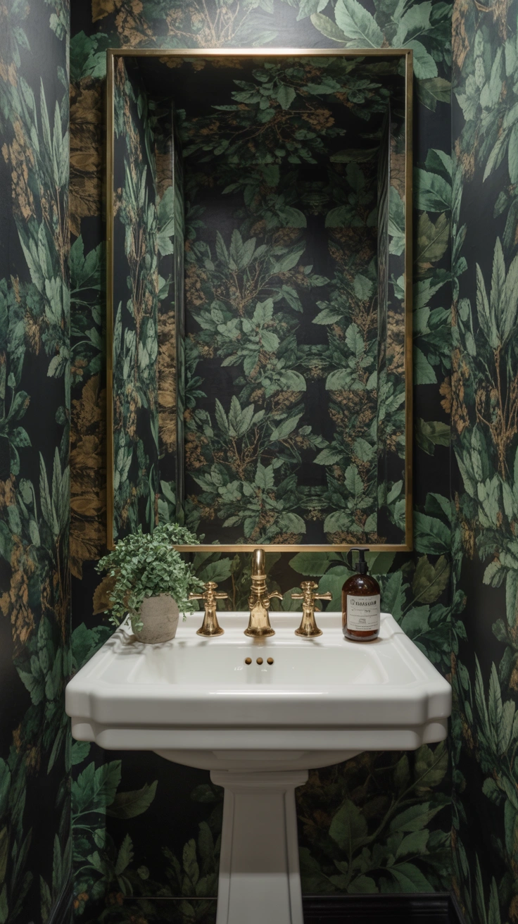 powder room with elegant finishes, statement details and sophisticated styling