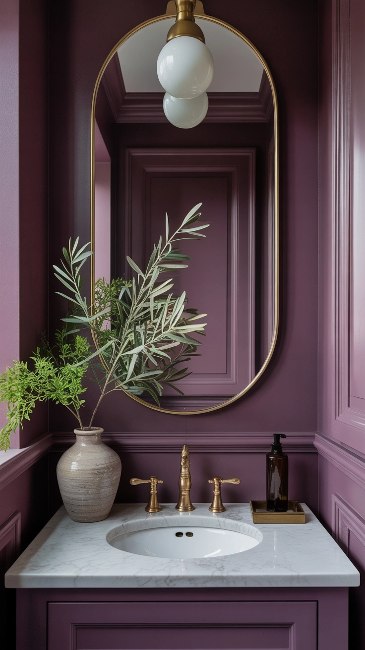 powder room with elegant finishes, statement details and sophisticated styling