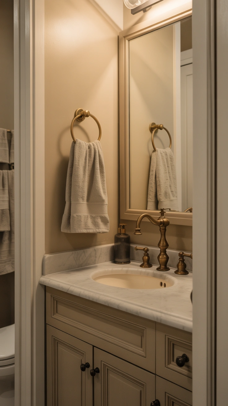 powder room with elegant finishes, statement details and sophisticated styling