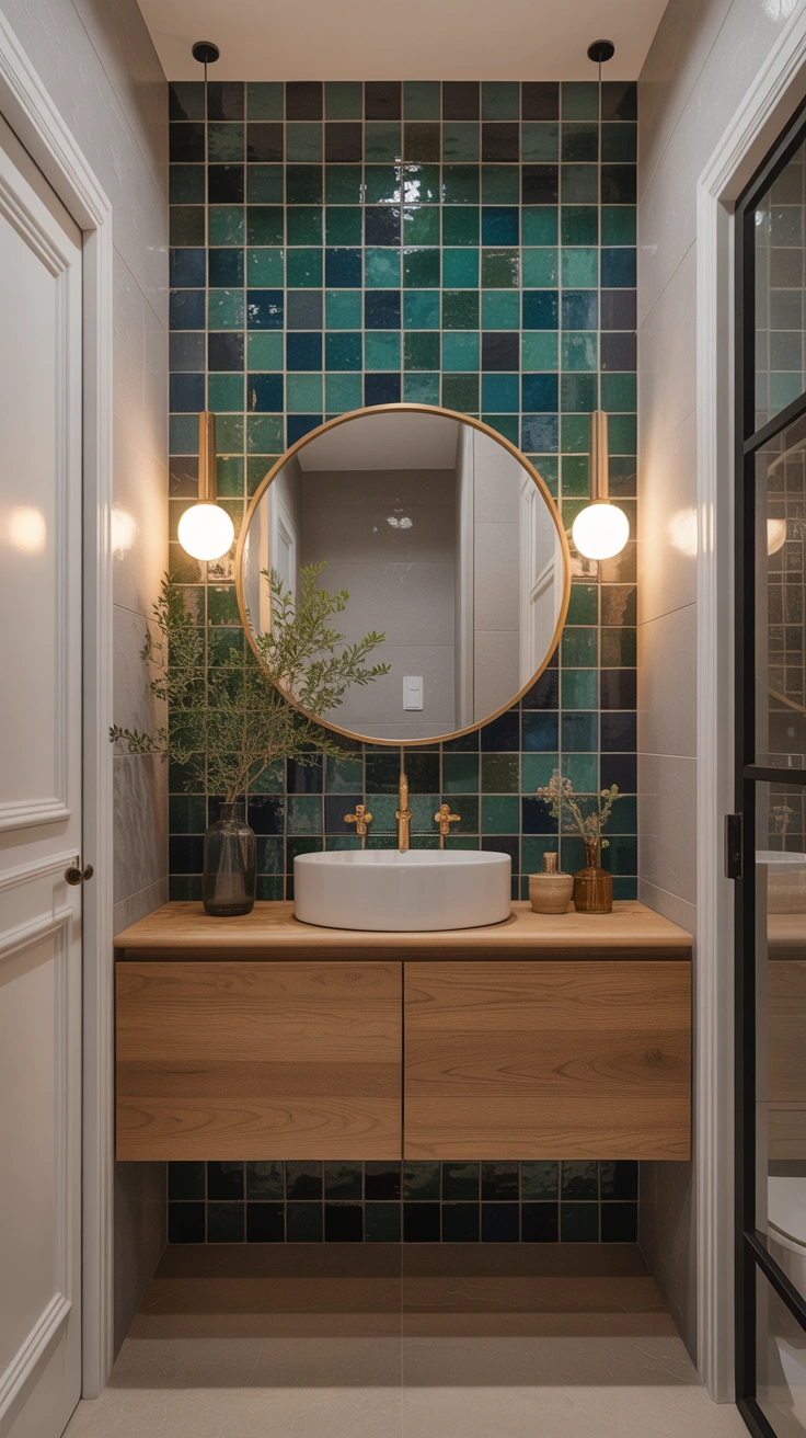powder room with elegant finishes, statement details and sophisticated styling