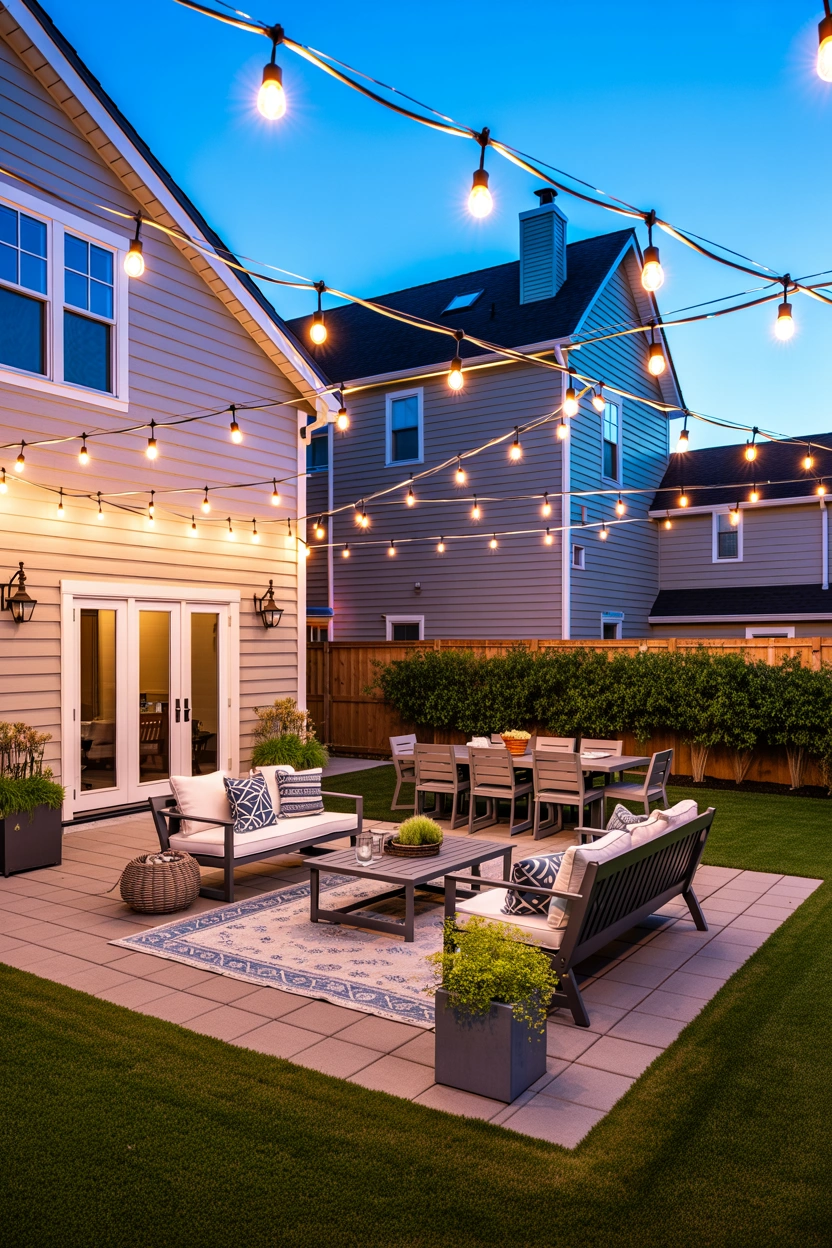 how to hang string lights over patio