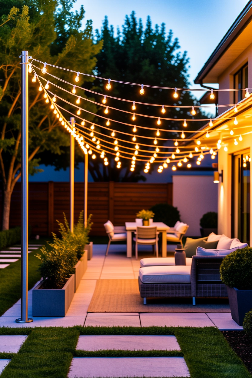 how to hang string lights over patio