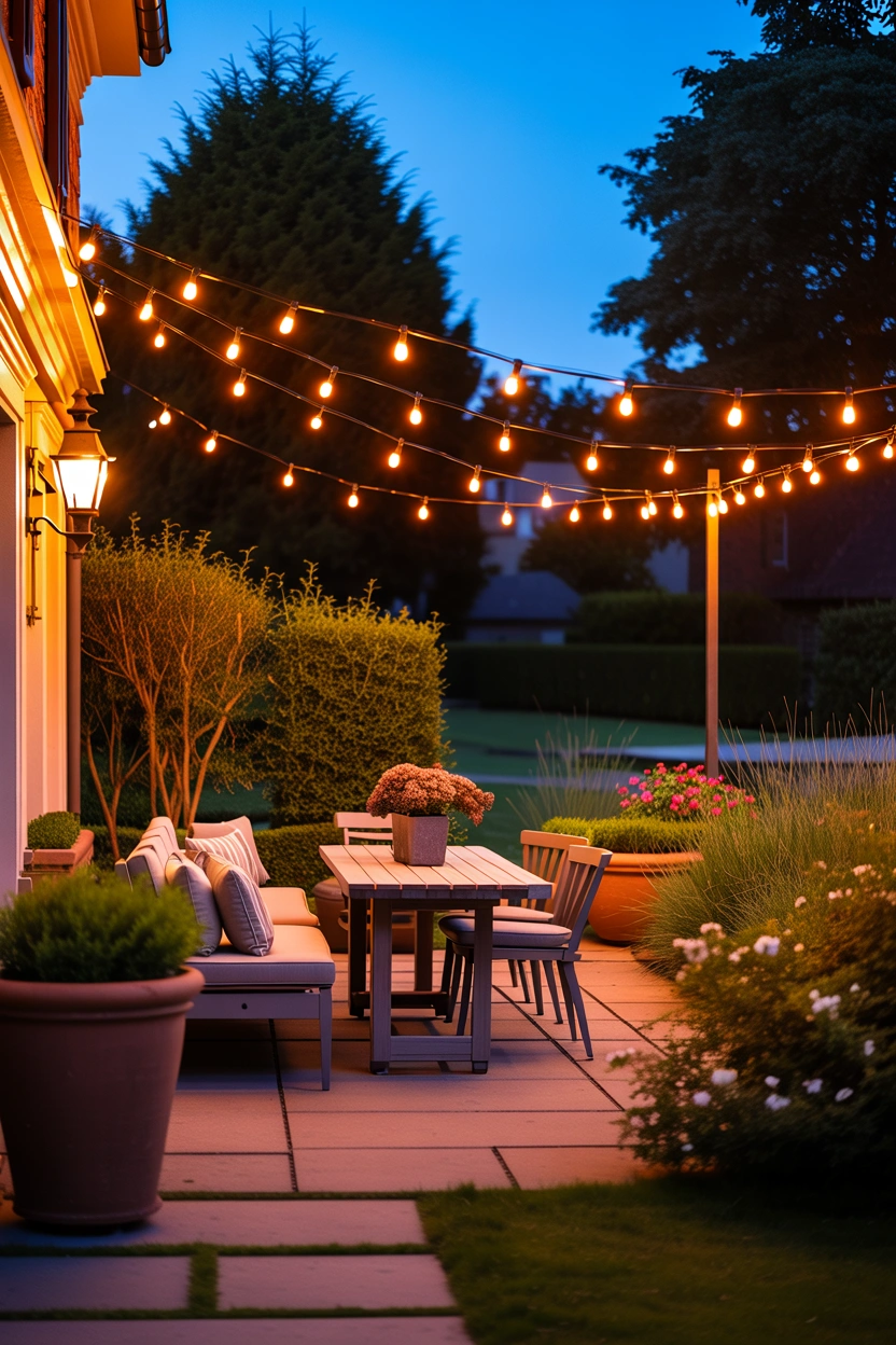 how to hang string lights over patio