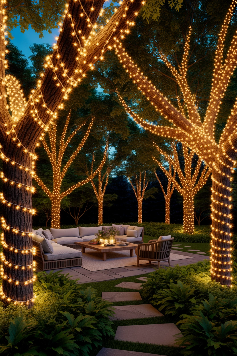 how to hang string lights over patio