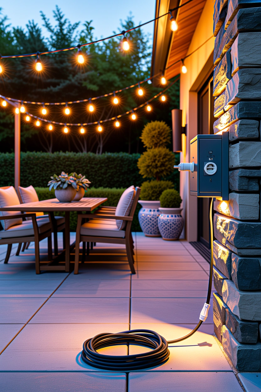 how to hang string lights over patio