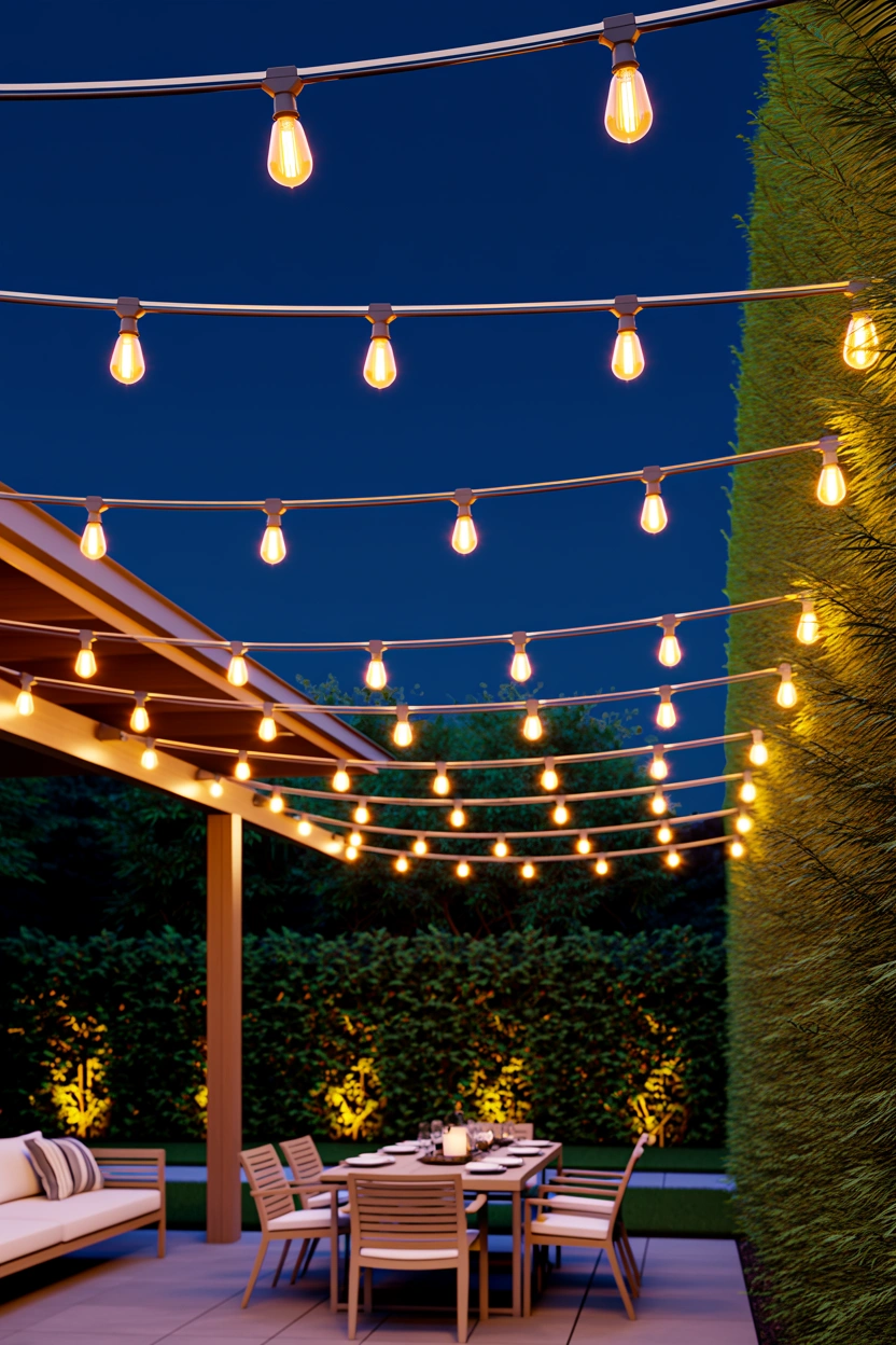 how to hang string lights over patio