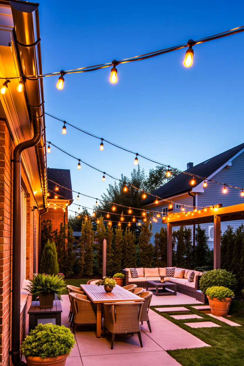 how to hang string lights over patio