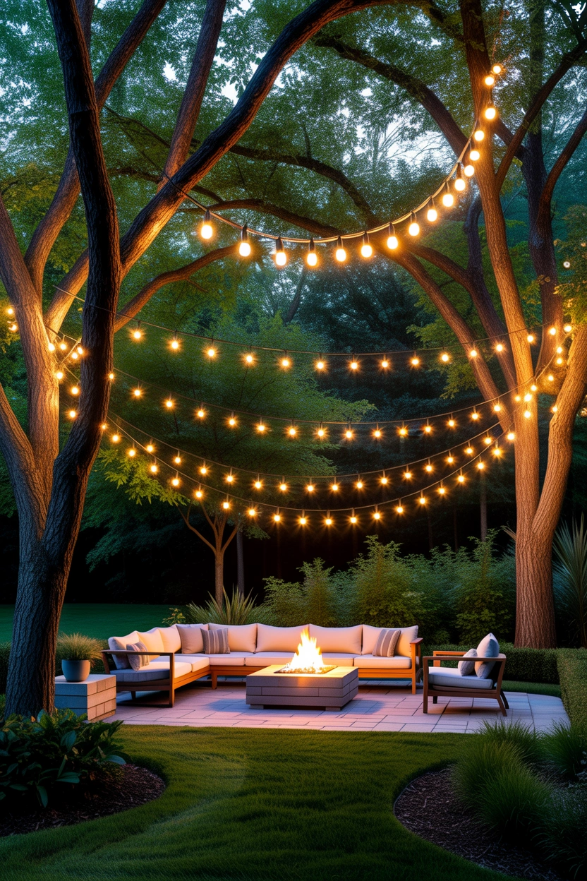 how to hang string lights over patio