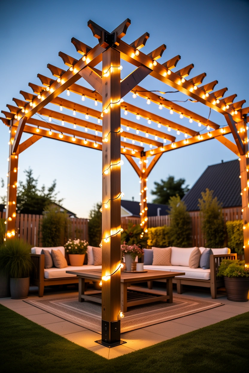 how to hang string lights over patio