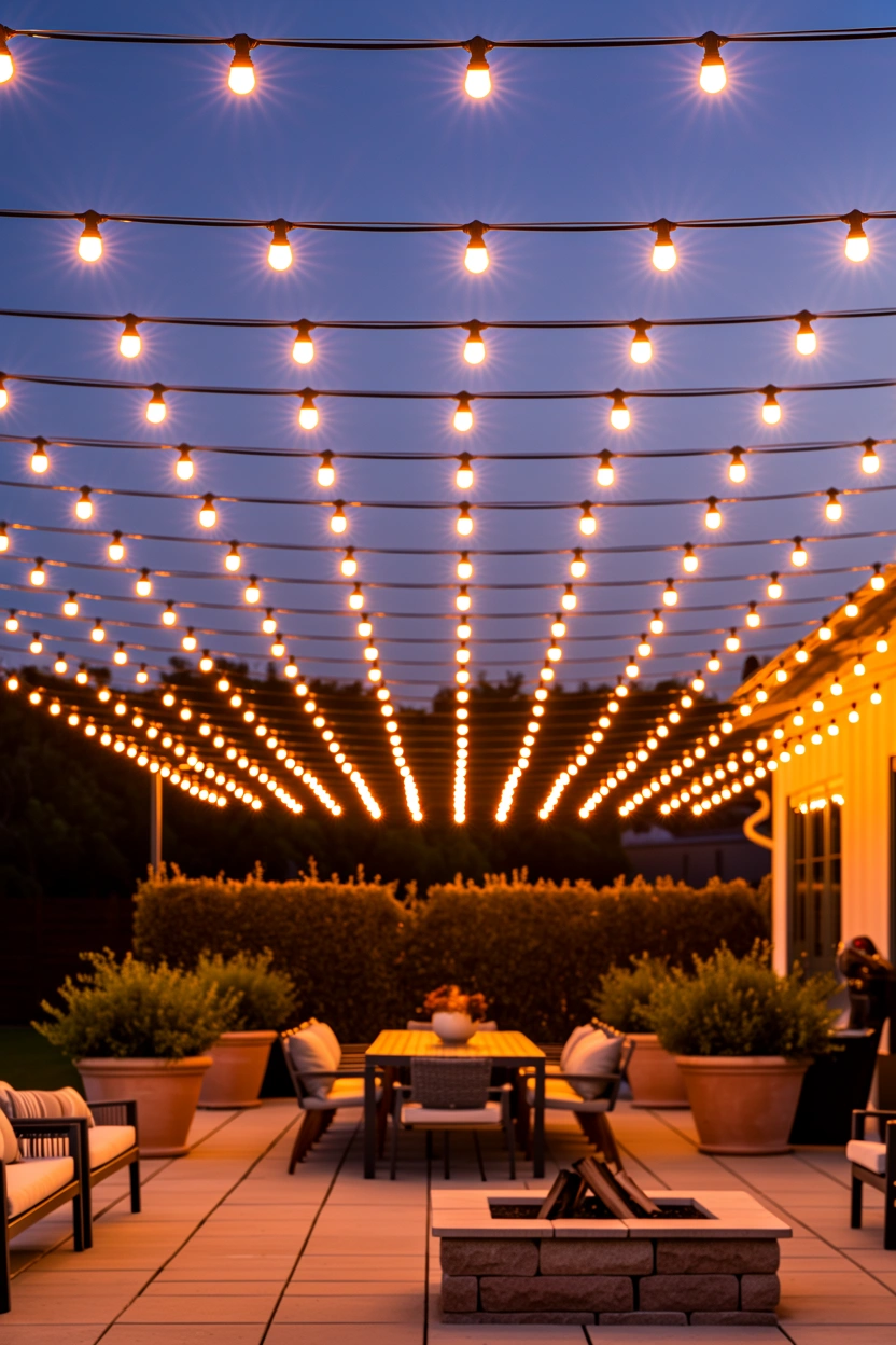 how to hang string lights over patio