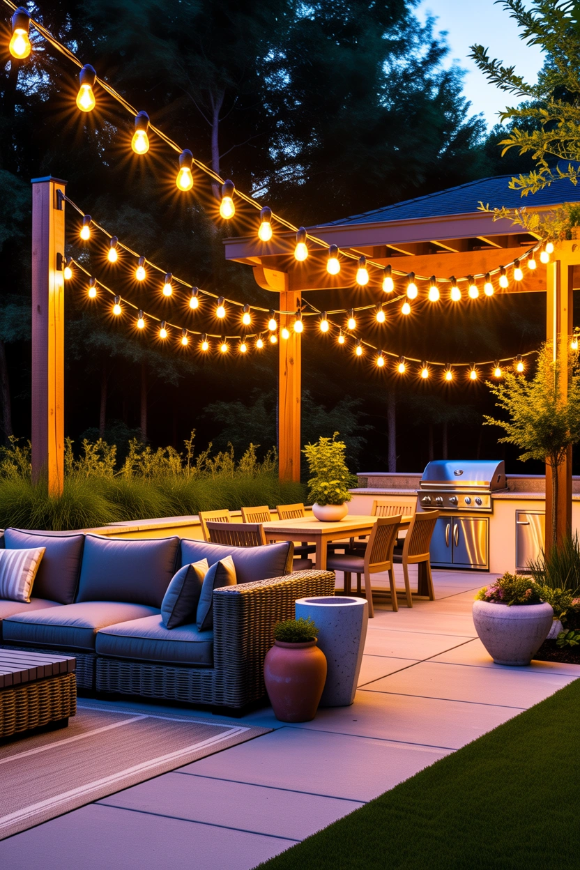 how to hang string lights over patio
